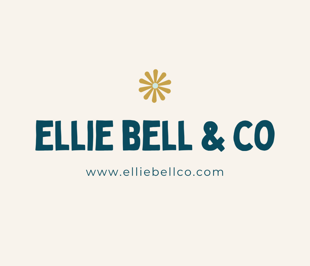 Logo of Ellie Bell & Co with a gold starburst on a white background